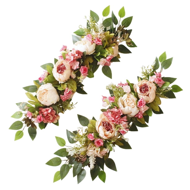 2 Pack Handcrafted Artificial Rose Flower Garland Greenery Garland for