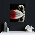 Nawypu Beautiful Romantic Swans Art Print on Canvas Red Rose Flowers Wall Art Decor for Bedroom