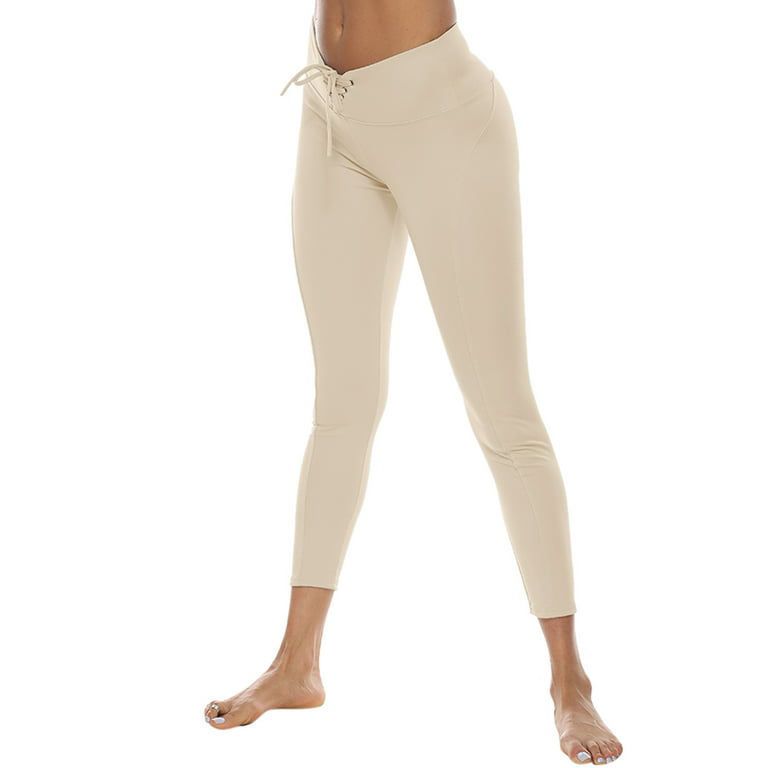 HAPIMO Sales Women's Drawstring Yoga Pants Workout Pants Slimming Stretch  Athletic High Waist Tummy Control Hip Lift Tights Running Yoga Leggings for  Women Khaki S 
