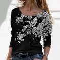 thumbnail image 2 of T-shirts à Manches Longues à Col Ras du Cou pour Femmes, Hauts Tendance à Imprimé Floral, Tuniques Décontractées Amples et Confortables, Chandails, Blouses, 2 of 5