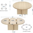 thumbnail image 2 of IdealHouse 43.3–59 Inch Extendable Round Kitchen & Dining Table for 4–8, Removable Leaves, Space Saving Oval Dinner Table for Dining Room Living Room, Natural, 2 of 8