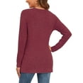 thumbnail image 5 of JuneFish Women's Long Sleeve Tunic Tops Casual Tshirts Loose Crewneck Buttons Side Pullover Sweaters Fall Comfy Split, 5 of 6