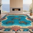 thumbnail image 2 of Design&I 4'x6' Ultra Soft Area Rug, Nautical Turtle Reef Underwater Scene Wave Design Ocean Style None Fluffy Washable Non Shedding for Bedroom Living Room Home Office, 2 of 7