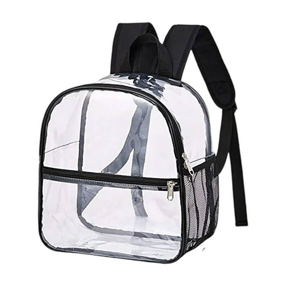 Stadium Approved Clear Backpack 12.6"x10.6"x5" - Transparent Event Backpack for Concerts, Sports Games & Festivals with Reinforced Shoulder Straps (Black)