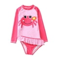 thumbnail image 2 of Toddler Girls Swimsuits,Cartoon Printed Bathing Suits,Long Sleeve Beach Top Swimming Briefs,Summer Sun Protection Swimwear Set,Two-Piece Swimsuit,Kids Girls Sunscreen Swimsuit + Shorts Swimsuit, 2 of 6