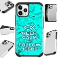 thumbnail image 1 of Compatible with iPhone 13 Mini Hybrid Fusion Guard Phone Case Cover (Teal Follow Jesus), 1 of 1