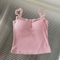 thumbnail image 2 of Tank Tops For Women Sevevn Women's Ribbed Knit Cami Top Lace Trim Button Front Tank Top with Chest Cushion Pink, 2 of 5