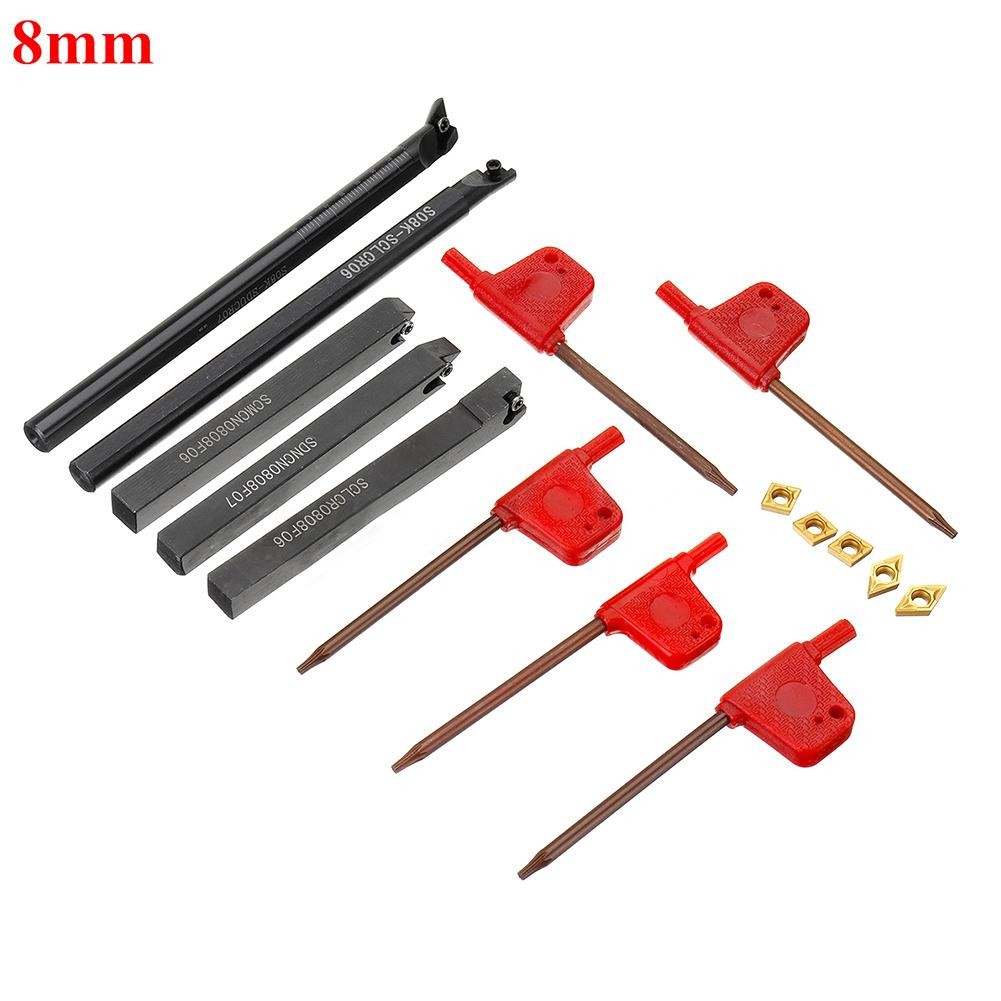 5Pcs Lathe CNC Turning Tool Holder Set 8mm/10mm/12mm/16mm With Insert