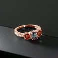 thumbnail image 3 of Gem Stone King 3.12 Ct Oval Green Mystic Topaz Red Garnet 18K Rose Gold Plated Silver Moissanite Ring (Size 7), 3 of 4