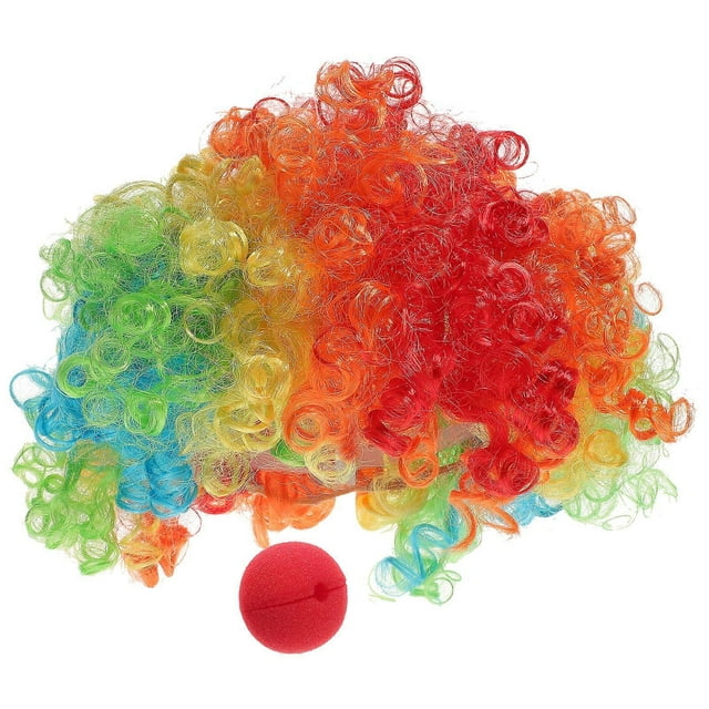 Clown Dress Up Wig Nose Sets Funny Decor Wig Creative Headdress for Kid Adult Child