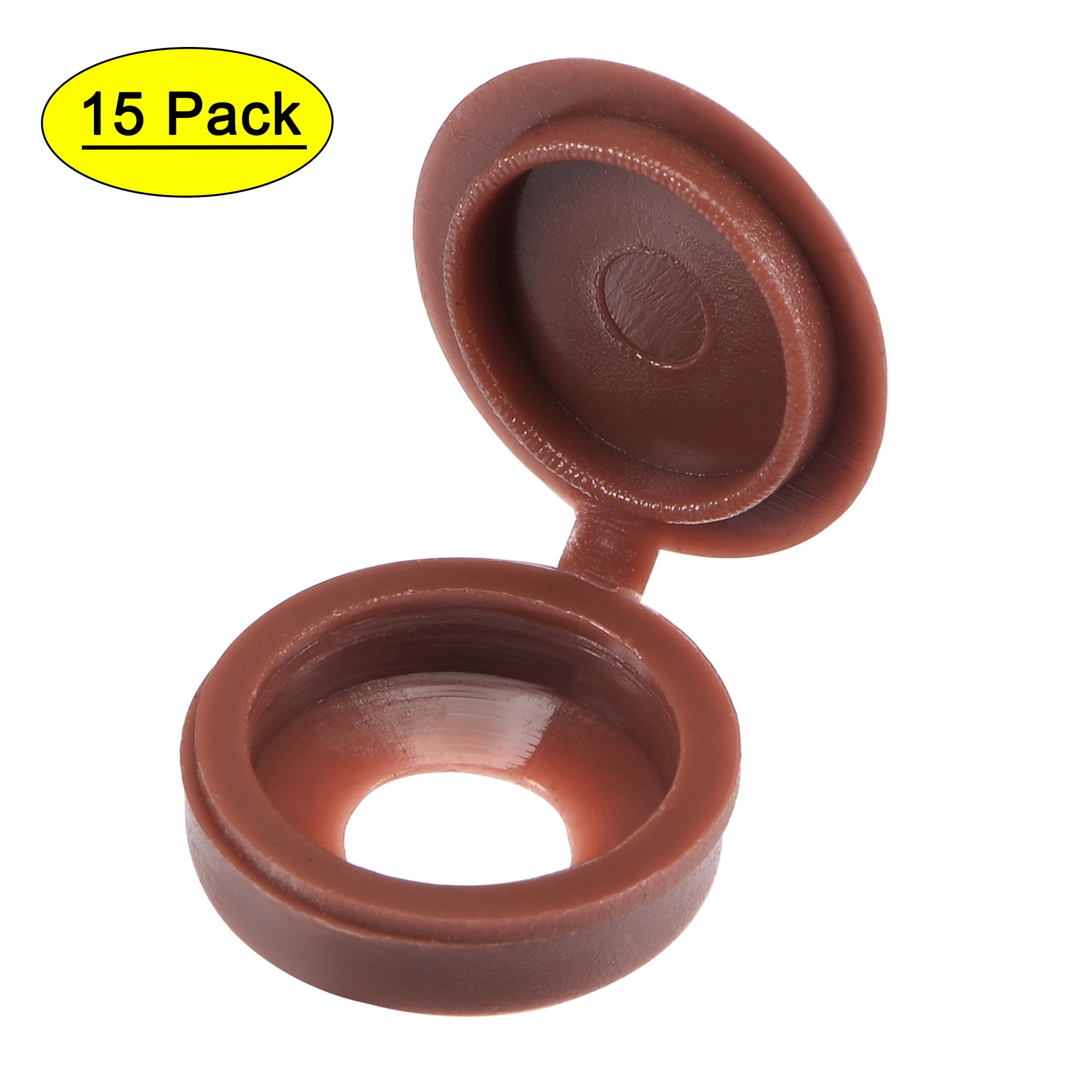 Uxcell 5mm Hole Plastic Hinged Screw Cover Caps Fold Snap Brown 15
