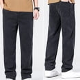 thumbnail image 5 of Mens Classic Relaxed Fit Jeans Stretch Casual Baggy Y2k Skater Vintage Plain Pants Casual Wide Leg Jeans Loose Fit Denim Pants Big & Tall Size M-5XL Black, 5 of 6