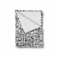 thumbnail image 2 of Egyptian Print Soft Flannel Fleece Throw Blanket, Vertical Borders Hieroglyphics Alphabet Language Cultural, Cozy Plush for Indoor and Outdoor Use, 70" x 90", Black White, by Ambesonne, 2 of 6