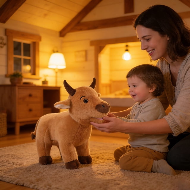 Adorable Cow Soft Stuffed Animal Cuddly Farm Animal Doll Perfect For Kids And Collectors