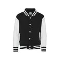 thumbnail image 1 of Just Hoods By AWDis JHY043 Youth 80/20 Heavyweight Letterman Jacket - Jet Black/White - X-Large, 1 of 1