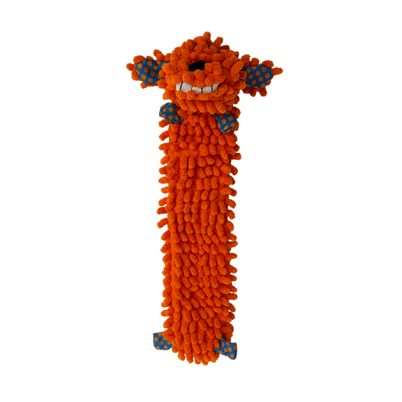 Multipet Stuffing Free Floppy Loofa Plush Dog Toy, 12 inches, Orange