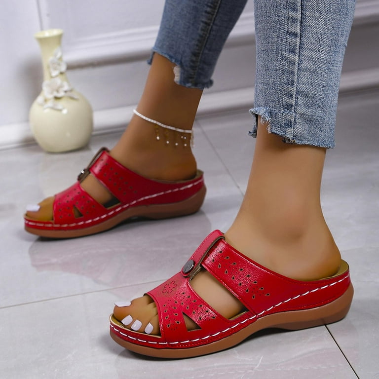 Red 2025 roman sandals
