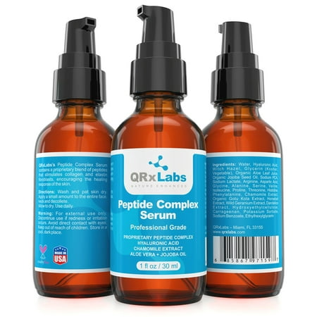 Peptide Complex Serum / Collagen Booster for the Face with Hyaluronic Acid and Chamomile Extract - Anti Aging Peptide Serum, Reduces Wrinkles, Heals and Repairs Skin - Tightening Effect - 1 fl (Best Way To Heal Skin)