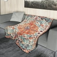 thumbnail image 6 of Orange Blue Boho Blanket Soft Flannel Lightweight Rust Teal Bohemian Throw Blanket Cozy Warm Vintage Aztec Carpet Blankets All Seasons Living Room Decor for Couch Chair Bed Sofa Office 50x60 inch, 6 of 6