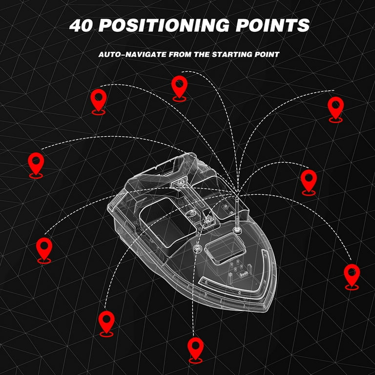 Arealer GPS Fishing Bait Boat 500M Remote Control Bait Boat Dual Motor Fish Finder 2kg Loading Support Automatic Cruise/Return/Route Correction with