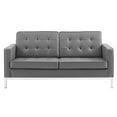 thumbnail image 4 of Modway Loft Tufted Button Faux Leather Upholstered Loveseat in Silver Gray, 4 of 5