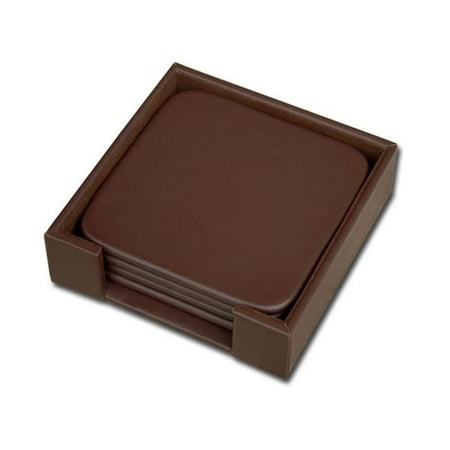 

Leather 4 Square Coaster Set with Holder