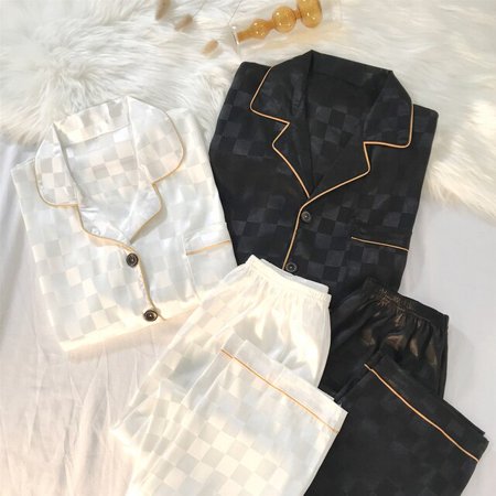 

Pajama sets high-quality light luxury silk women pajamas spring autumn long sleeve vest set fashion ice silk home clothing