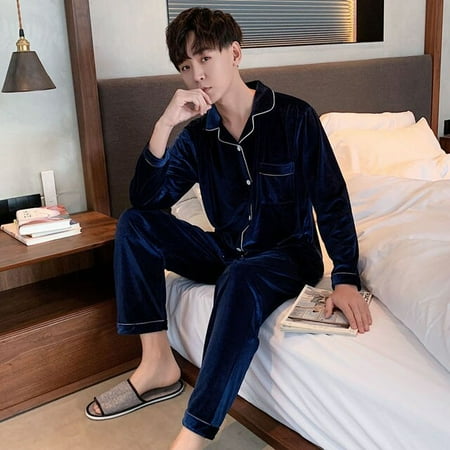 

QWZNDZGR Pajamas For Men Set Warm Coral Fleece Sleepwear Winter Lounge Men s Clothing Soft Loose Plush Family Pajamas Home Clothes Suit