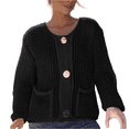 thumbnail image 6 of Womens Cropped Cardigan 2025 Trendy Chunky Knit Button Down Outerwear Fall Winter Crochet Sweaters with Pockets, 6 of 8