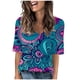 thumbnail image 2 of Fiudx Camisas para Mujer Camiseta de Manga Corta con Cuello En V Estampada Informal a La Moda para Mujer, 2 of 4