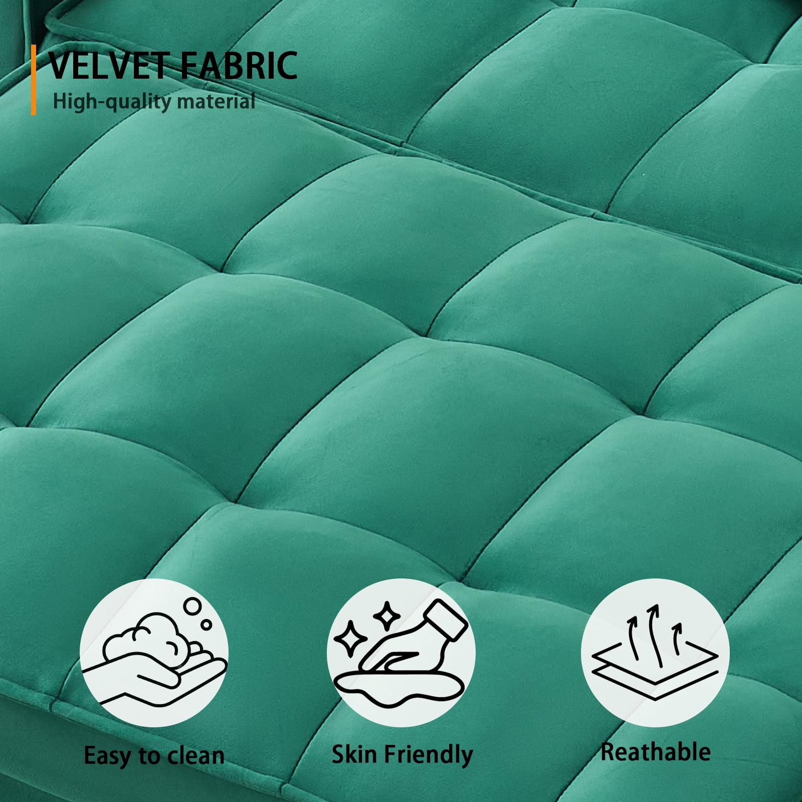 EPOWP 3 in 1 Folding Convertible Sofa Bed,55'' Pull Out Couch Bed with Side Pocket,Velvet Fabric Loveseat Sleeper Sofa with Adjustable Backrest,Easy Assembly,Perfect for Living Room,Green