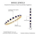 thumbnail image 5 of Rosec Jewels Lab Created Blue Sapphire Eternity Ring with Diamond for Women (AAAA Quality), 14K Yellow Gold, US 10.50, 5 of 6
