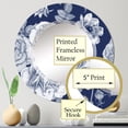 thumbnail image 5 of DESIGN ART Designart 'White Vintage Flowers On Classic Blue I' Printed Patterned Wall Mirror 24in.x24in., 5 of 5