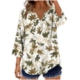 thumbnail image 3 of Danhjin Print Button Down Shirts for Women 3/4 Sleeve Loose Fashion Shirts Casual Going out Fall Summer Spring Tops, 3 of 7