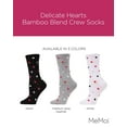 thumbnail image 2 of MeMoi Delicate Hearts Bamboo Blend Crew Socks - Womens - Female, One Size, White, 2 of 7