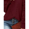 thumbnail image 4 of DYMADE Women Autumn Hollow Out Solid Crew Neck Sweater Loose Long Sleeve Top, 4 of 4