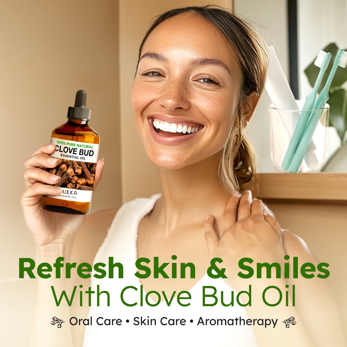 Kukka Clove Essential Oil for Teeth and Gums - Clove Oil - Steam Distilled from Flower Buds for Potency - a Perfect Solution for Oral Care, Hair, Diffuser & DIY Soap Making(4 Fl Oz)