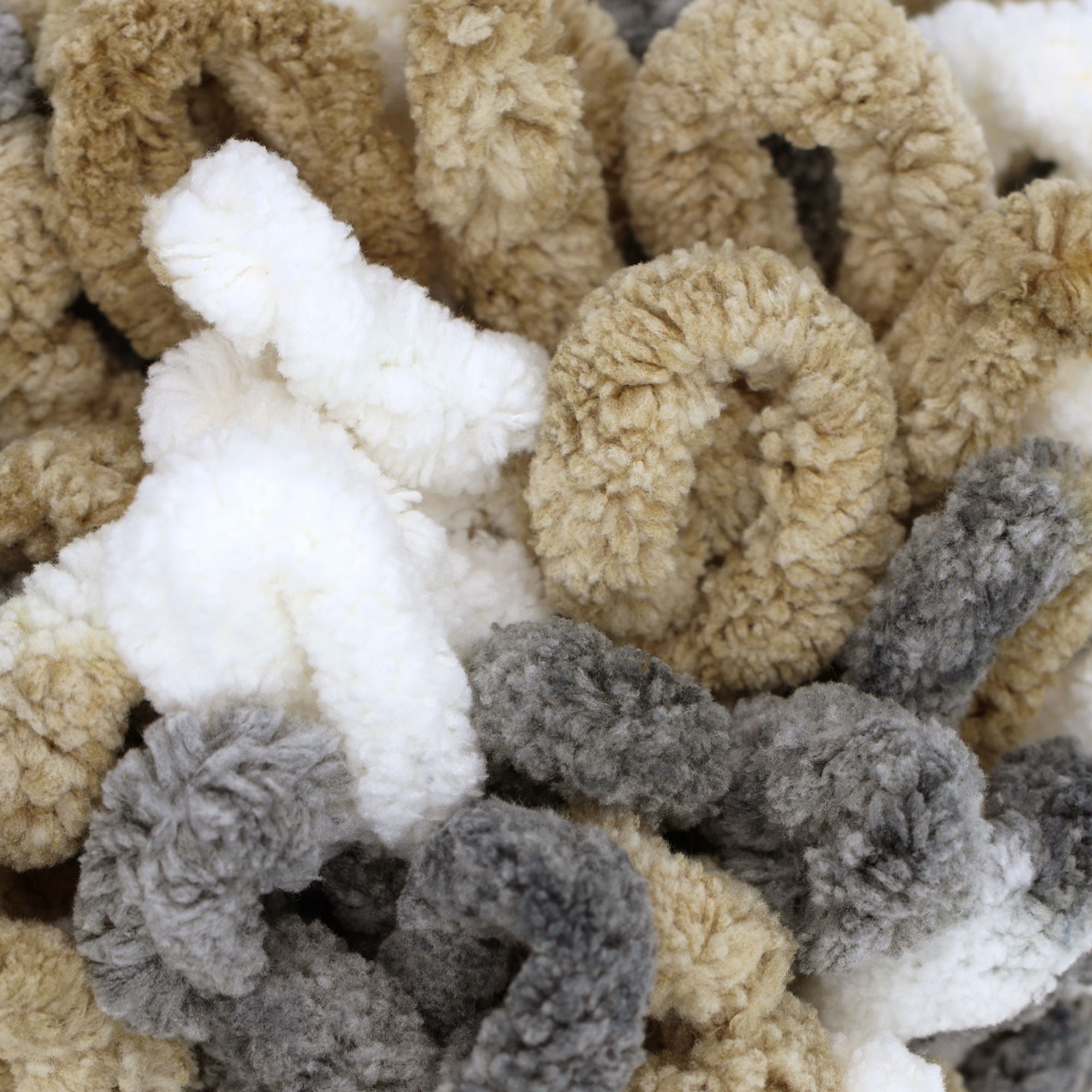 JubileeYarn Fun Finger Loops Yarn - 100g/Skein Jumbo Polyester - Brown Grey White - 3 Skeins