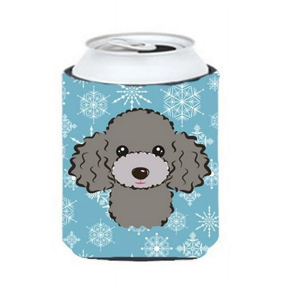 Snowflake Silver Gray Poodle Can or Bottle Hugger