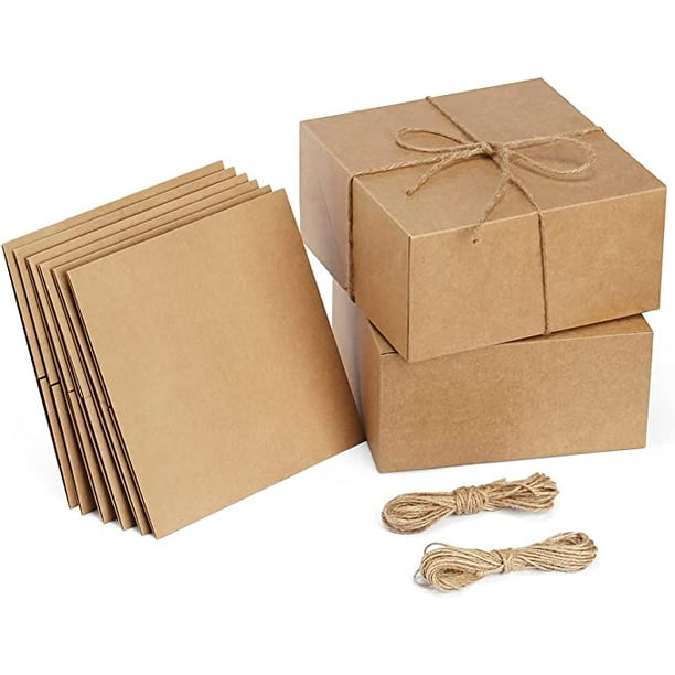 15PCS Brown Gift Boxes 8x8x4 Bridesmaids Proposal Boxes, Kraft Paper