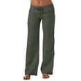 thumbnail image 2 of Hat and Beyond Women's Fashion Linen Palazzo Trousers with Drawstring, 2 of 4