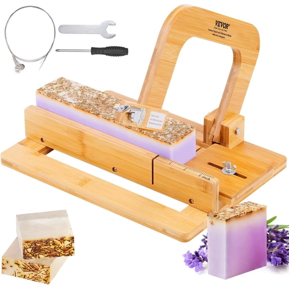 Soap Cutter, 0-2 inch Adjustable Thickness, Bamboo Soap Slicer with Adjustable Stainless Steel Wire, Multi Handmade Soap Wire Cutter for Loaf, Candles, Cheese, Butter, DIY Making Cutting Tool