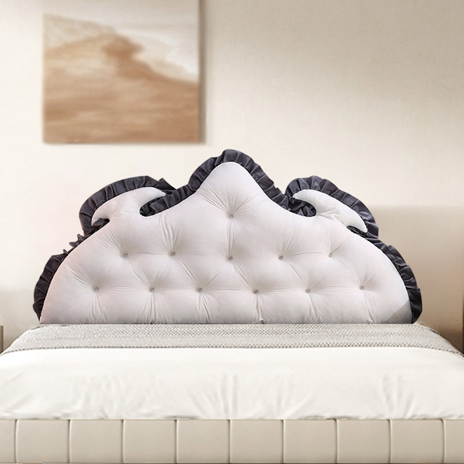 Reading Wedge Pillow for Bed Princess Style, Large Velvet Headboard Back Pillow for Bed Backrest Bedside Cushion 47x21in, Adult Family Sofa Couch Support