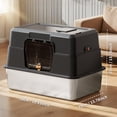 thumbnail image 2 of Fully Enclosed Stainless Steel Large Cat Litter Box with Lid, Non-Stick Odor Control Kitty Litter Box for Indoor Cats, 2 of 7