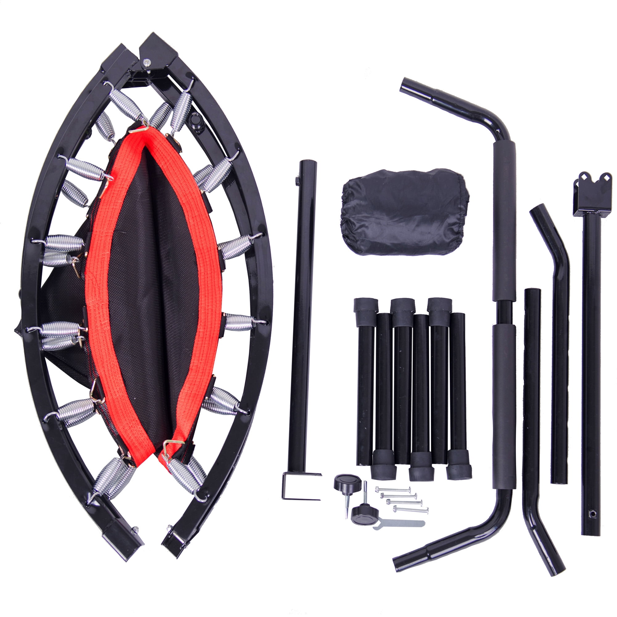 Aukfa Mini Trampoline with Adjustable Handrail, 40" Foldable Fitness Rebounder with Safety Pad for Indoor Outdoor