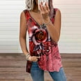 thumbnail image 2 of JINMGG Tank Tops for Women under $5,Fashion Women Summer Print V-Neck T-Shirt Sleeveless Tops Casual Blouse Red L, 2 of 4