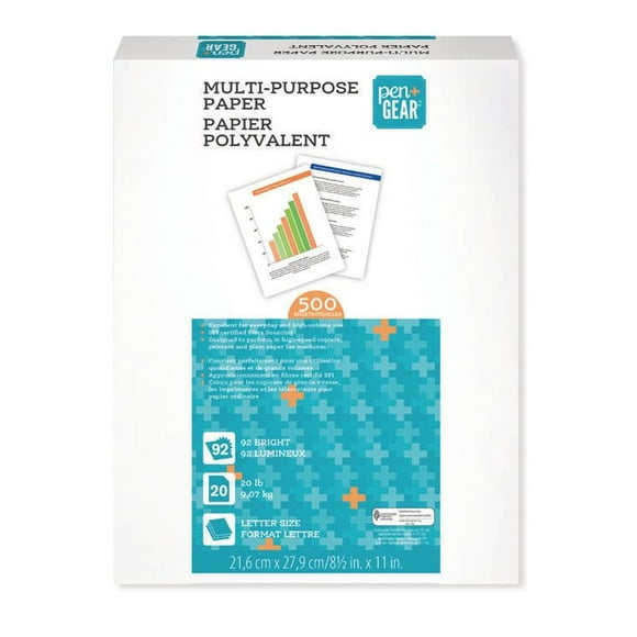 PEN+GEAR Multi-Purpose Copy Paper, 8.5" x 11", 20lb, 500 Sh/Ream