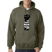 Trendy USA 1087 - Adult Hoodie Fist Pump Arm Band Black Lives Matter Human Rights Sweatshirt 3XL Military Green