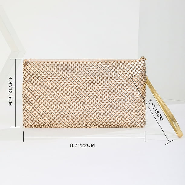 Bolsa de mano de noche de metal para mujer, para cena, fiesta de boda, de mano (dorado) Ehuebsd Para Estrenar