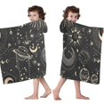 thumbnail image 4 of Black Gothic Sun Planet Pattern Hooded Bath Towel，50"x30" for Ages 3 To 12 Kids, Quick Dry Lightweight Soft Microfiber Hood Beach Towel Cover Up for Kids, 4 of 7